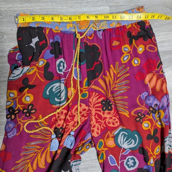 Anthropologie Pull On Pants Richly Colored Floral Drawstring Pockets Size M - Picture 13 of 13
